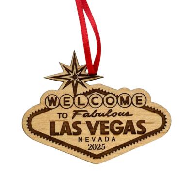 Las Vegas Christmas Ornament 2025 in Laser Cut Wood - Souvenirs and Gifts