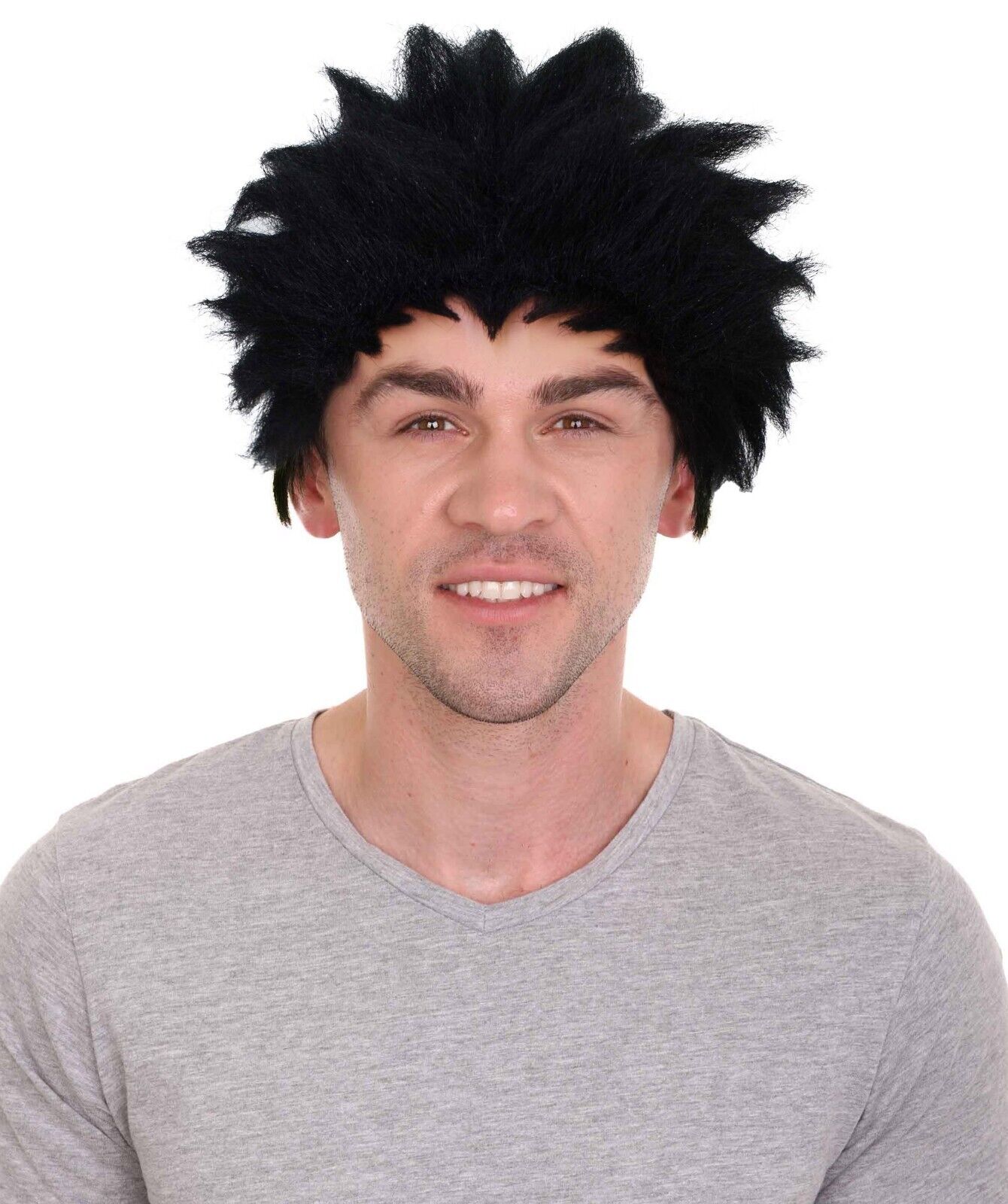 HPO Adult Men's Anime Spiky Black Wig, Best for Halloween,HM-1618