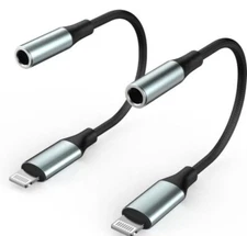 2 - Pack iPhone Adapter MFi Certified Lightning to 3.5mm Headphone 48 kHz 26-bit