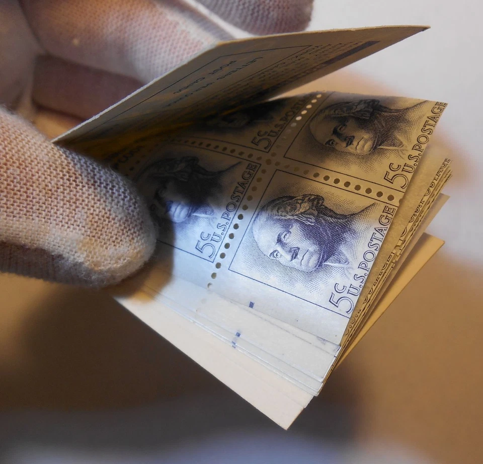 1963 Washington 5c BK112 MISCUT (4 panes Sc 1213a) untagged MNH Slogan 2 - Image 2 of 3