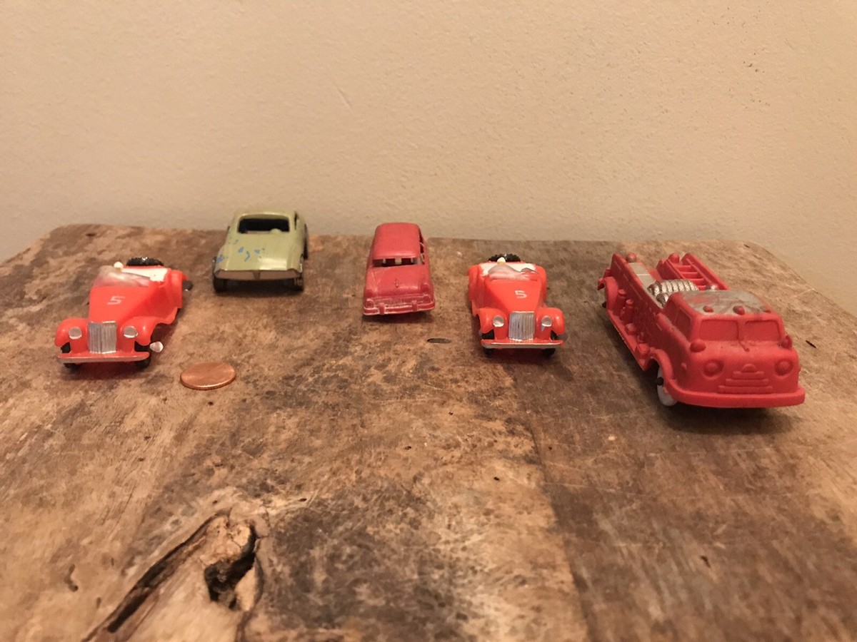 Lot Of 5 Plastic Cars Red MG TF Convertible Racer Plastic Hong