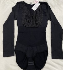 Women's Slimming Long Sleeve Shape Wear Bodysuit One Piece Leotard Black Small