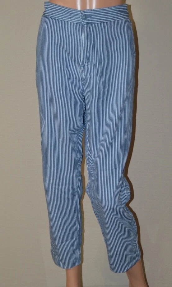 Pantalon rayé top bleu et blanc