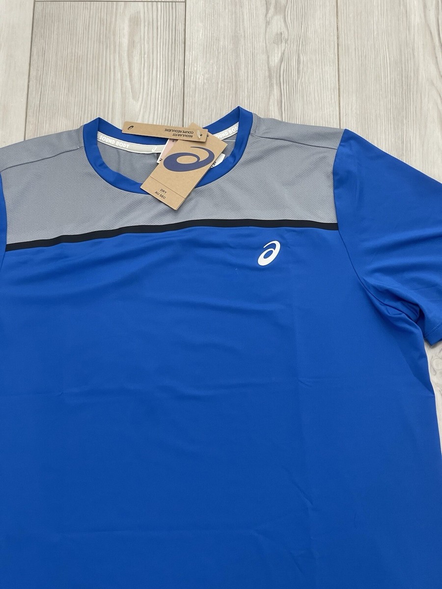 ASICS Men's Athletic Short Sleeve Shirt Blue Size Large