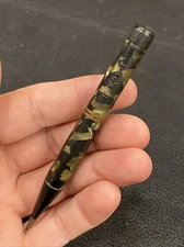 Vtg 1930s Art Deco FAVORIT Green Crackle Ice Celluloid Fountain Continuous Twist