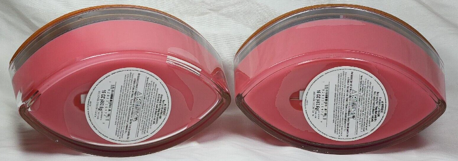 NEW WOODWICK LARGE ELLIPSE JAR CANDLE MELON BLOSSOM 16 OZ. LOT OF 2