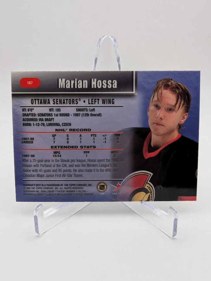 💥 1998-99 Bowman's Best Marian Hossa Rare SP #107 1999-00 Topps Season's  - Image 2 of 2