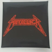 Metallica Red Sparkles on Black 1.5 Inch Button 