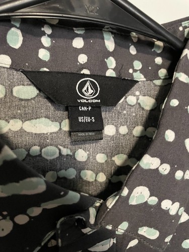 Volcom Shirt Mens Small Gray Tremble Geometric Short Sleeve Button Up ...