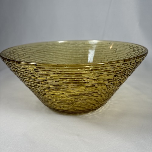 VINTAGE Anchor Hocking Soreno Large 11 1/2" Bowl Glass Amber Gold Mid Century - Picture 5 of 13