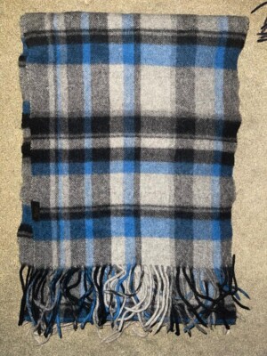 Neu Scottish 100% Lambswool of Scotland Schal Tartan Wolle Schals blau Merino UK