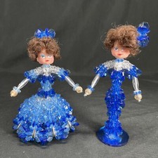 Kitschy Vintage Dolls Lot of 2 Beaded Safety Pins Handcrafted Blue