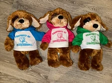 Property Of Chuck E Cheese Brown Bear Plush W/ Hoodie Pre-owned Vintage LOT OF 3