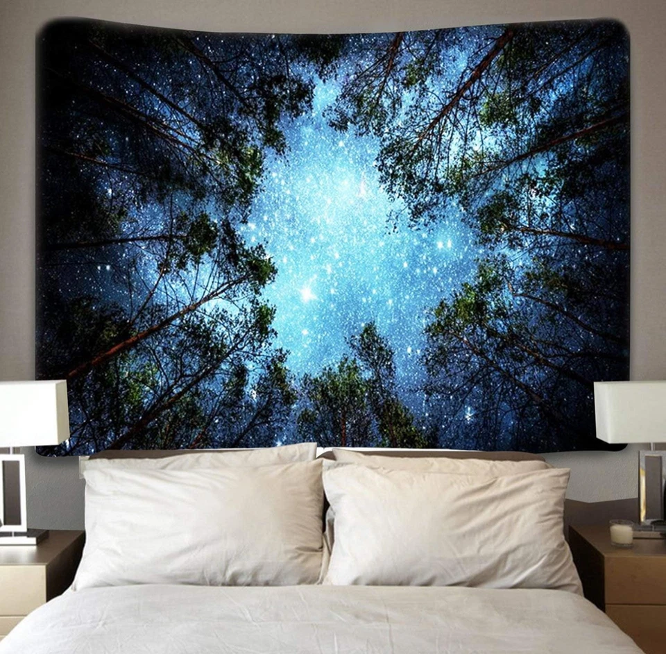 Waldsternen Wandteppich, Galaxie-Baum XXL Poster Wandbehang Wandtapete 230x180 - Bild 3 von 4