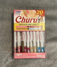 INABA Churu Cat Treats 20Ct Seafood Variety Pk Lickable Creamy Purée BB 11/9/25