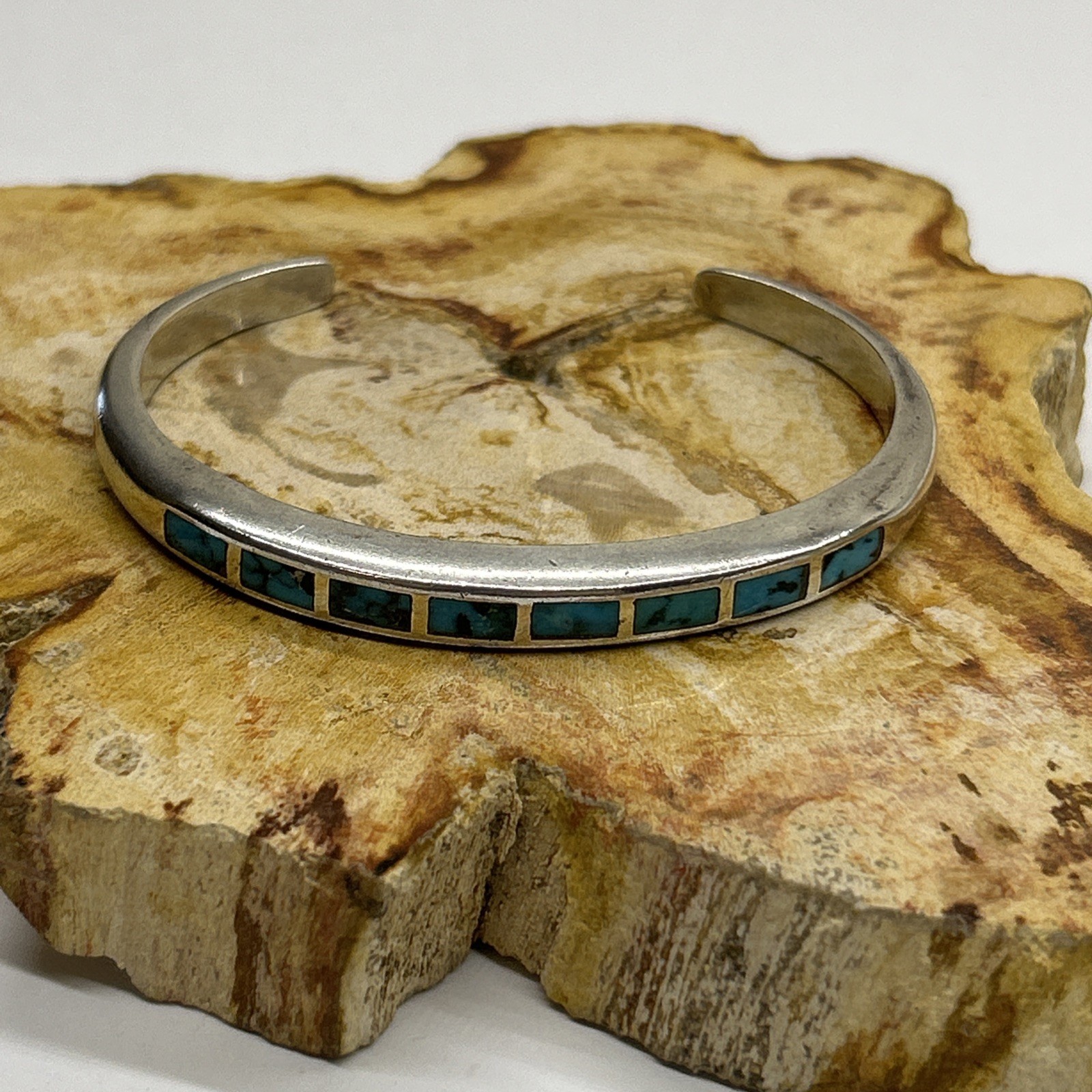 Silver And Turquoise Cuff Bracelet Stackable 8 St… - image 5