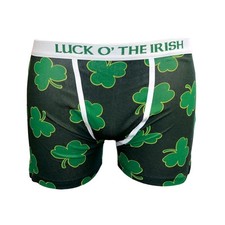 SML-Men Boxer Briefs Bottle Green Shamrock Design St. Patrick's Day