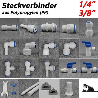 1/4'' 3/8'' Schlauch Steckverbinder Umkehrosmose Wasserfilter Winkel, T-Stück usw