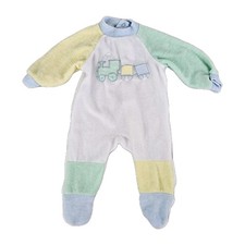 Vintage Carters Boys Infant Newborn Terry Pastel Sleeper Train Small To 11 lbs.