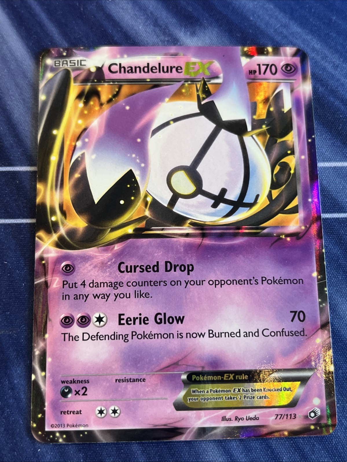 2013 Pokemon, Legendary Treasures, #77/113 Chandelure EX, Holo Ultra Rare LP