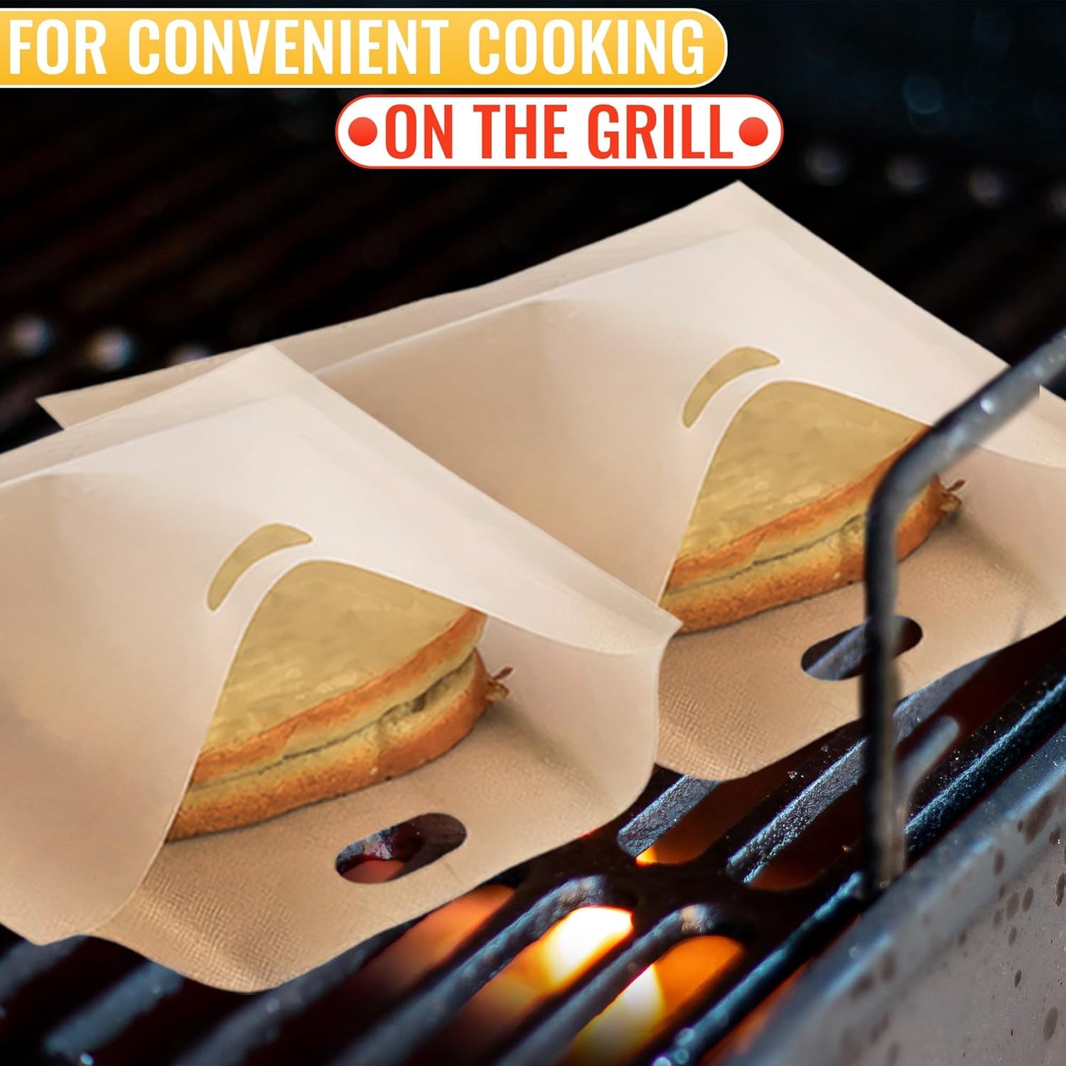 12Pcs Non-Stick Toaster Bags Reusable – 6.7"x7.5" Grilled Bags, Brown 