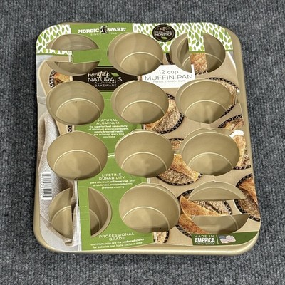Nordic Ware Naturals 12 Cup Muffin Pan Aluminum PFOA-Free Nonstick Made in USA