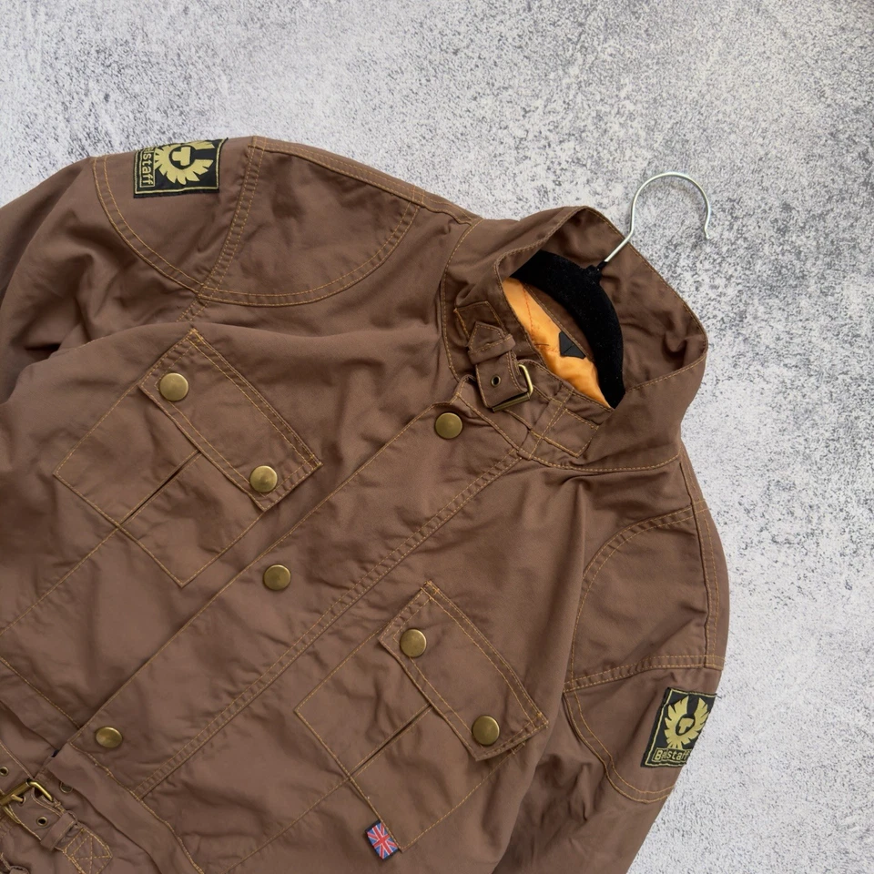 Chaqueta Belstaff Mujer Marrón Etiqueta Dorada Reino Unido Talla Grande Lujo Y2K Streatwear Lux Foto 2 de 4
