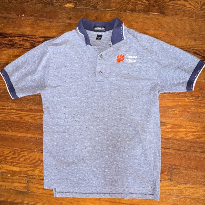 *COLLEGE VINTAGE* Clemson Tigers Polo Shirt Embroidered Logo Size L Blue