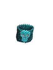 Beaded Green Ring Handmade Skull Size 5