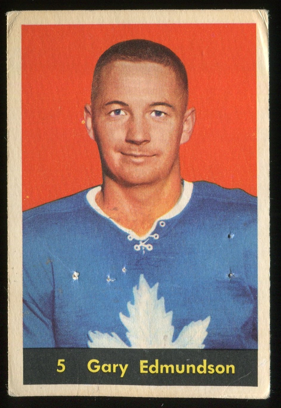 Gary Edmundson #5 Hockey Cards 1960 Parkhurst trading card — raw and PSA graded price guide