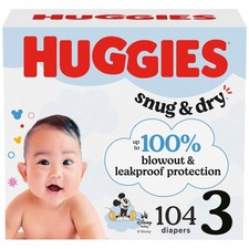 Huggies Size 3 Diapers, Snug & Dry Baby Diapers, Size 3 (16-28 lbs), 104 Count, 0.38 per diaper