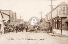 Street View Halloween Scene at Standish MI Michigan 1911 RPPC Postcard COPY