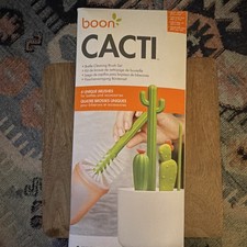 Boon CACTI Bottle Cleaning Brush Set w/ Stand, Bristles, Green/White