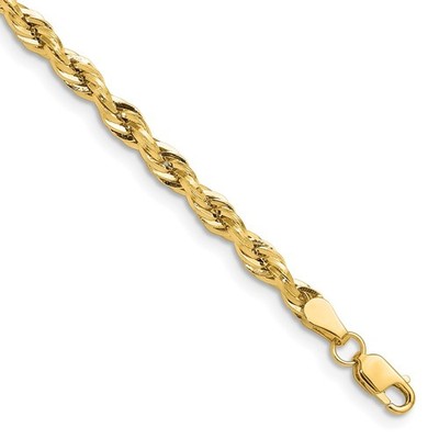 10K Gelbgold 3,5 mm halbmassives Seil Kette Armband 8'' Geschenk für Mutter