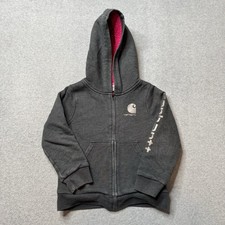 Carhartt Jacket Girls 5 Gray Sweatshirt Sherpa Fleece Lined Hoodie Workwear