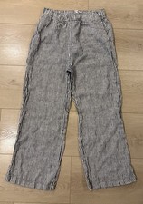 REFORMATION Wide Leg Cropped Linen Striped Pants Black White Size M