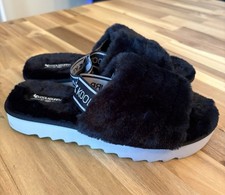 UGG Koolaburra Women's Fuzz'n II Faux Fur Slippers Sandals Size 8 Black