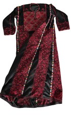 Palestinian Embroidered Thobe Black Red Burgundy Floral Yellow Tatree XL XXL