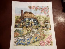 completed finished cross stitch 11"x 12.5" Unframed New Decoration Rose Cottage