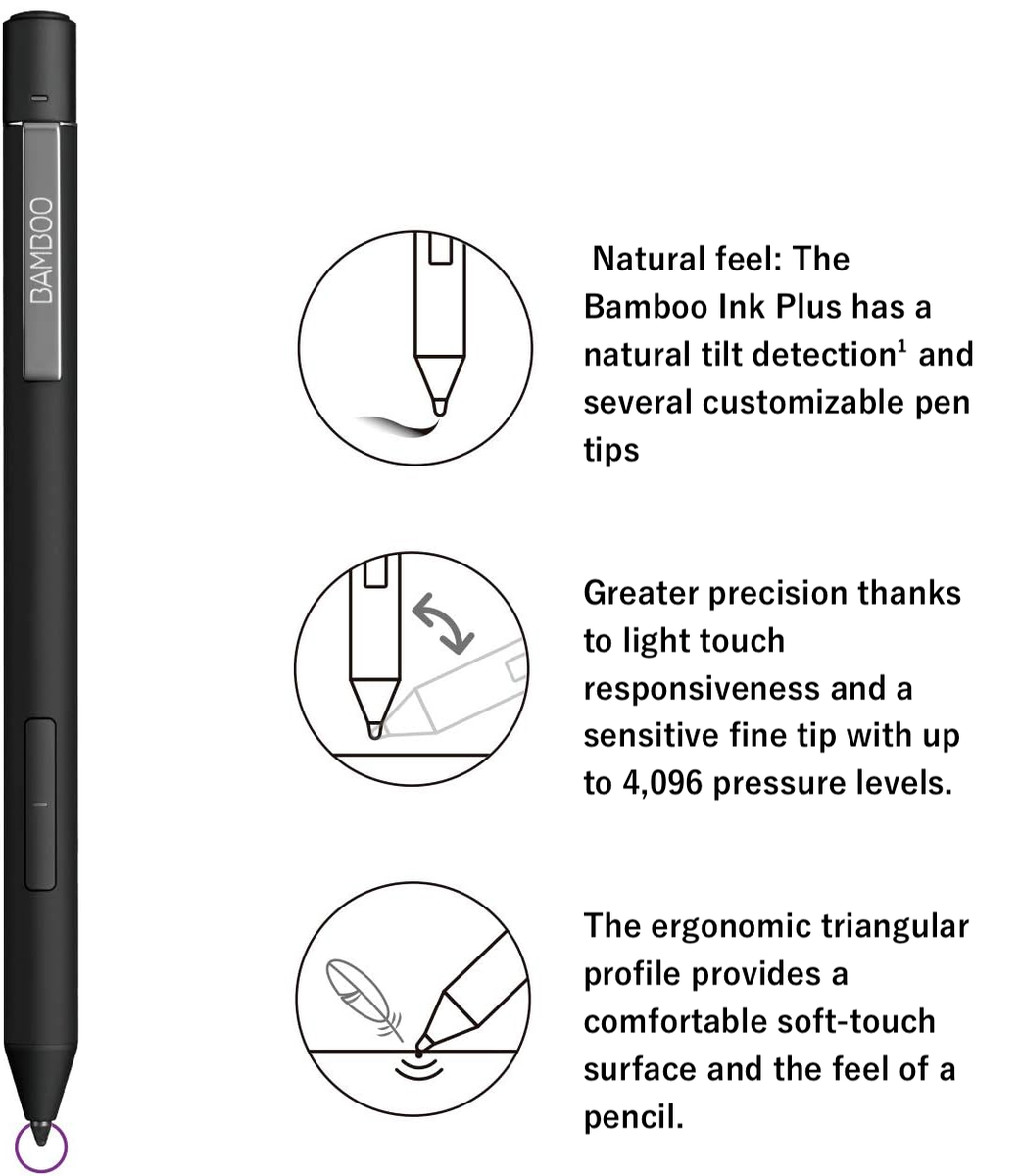 Wacom Bamboo Ink Plus: Versatile, Rechargeable Stylus for Windows