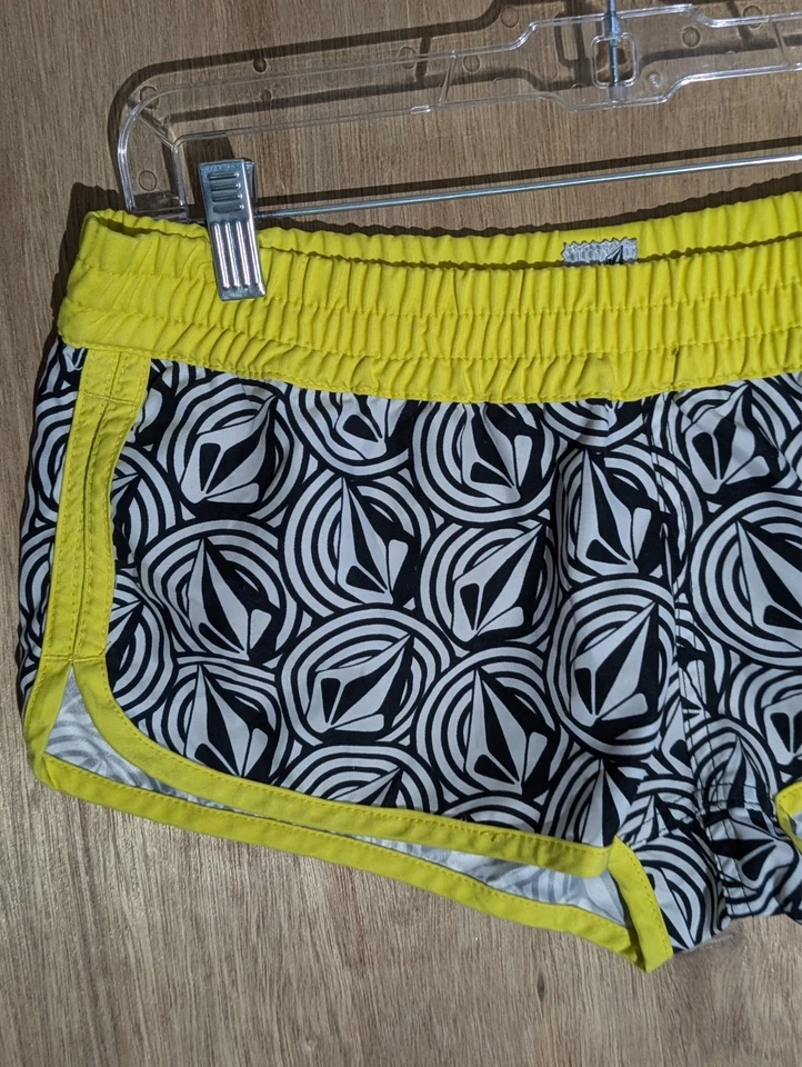 volcom miss mod swim beach shorts womens 33 elastic waist logo pattern low rise - Image 2 of 4