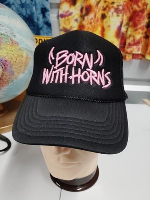 Born With Horns Mgk  Tour trucker Hat Osfm Black Pink   Embroidery 