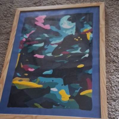 Framed Abstract Art Print Portrait Paper Material Medium 12x16in Single Piece
