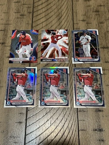 2024 Bowman Roman Anthony Boston Red Sox Card Lot Of 6