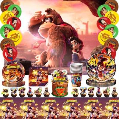 Donkey Kong Bananza Geburtstag Partydeko Set Banner Ballon Teller Tischdecke