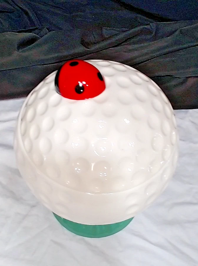 RARA PELOTA DE GOLF MARK & GRAHAM EN TEE, TARRO DE GALLETAS DADY BUG ON TOP 11-1/2" PERFECTO Foto 3 de 4