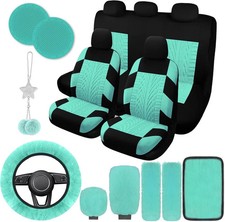 17 Car Seat Cover Full Set for Women,Universal Car Seat Patterned Mint green