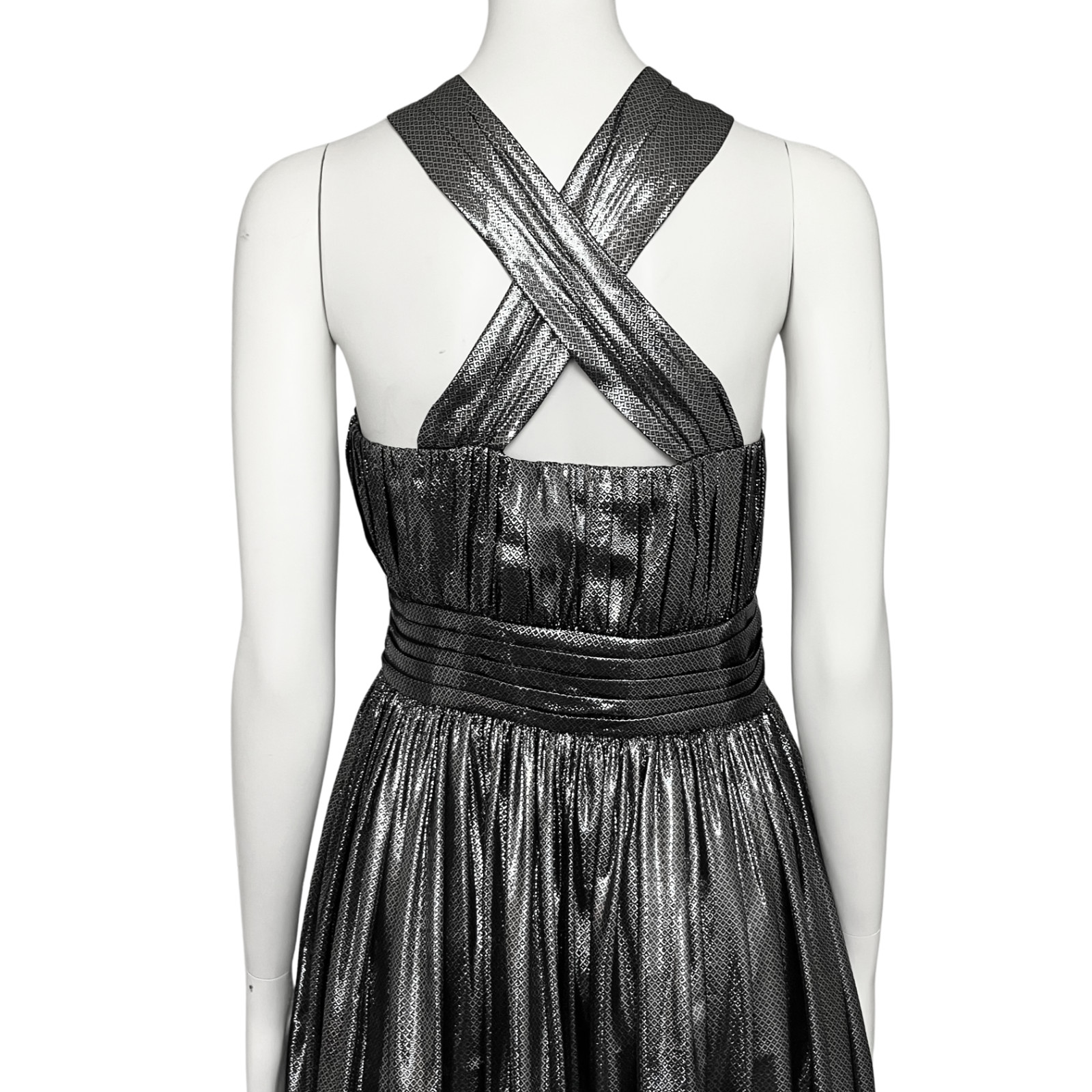 Calvin Klein Silk Blend Gunmetal Metallic Party Dress. L/XL Babydoll Cocktail thumbnail 10