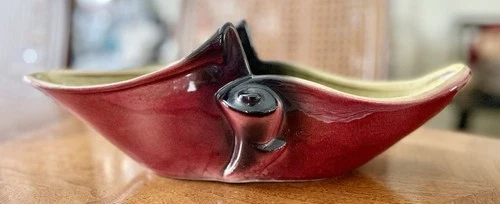 Hull Pottery USA 71 Mid Century Planter Brown Green Drip Glaze MCM 12.5” wide