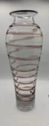 Blenko Glass #8912L Spiral Swirl Vase 16" Crystal with Plum Spirals Hank Adams